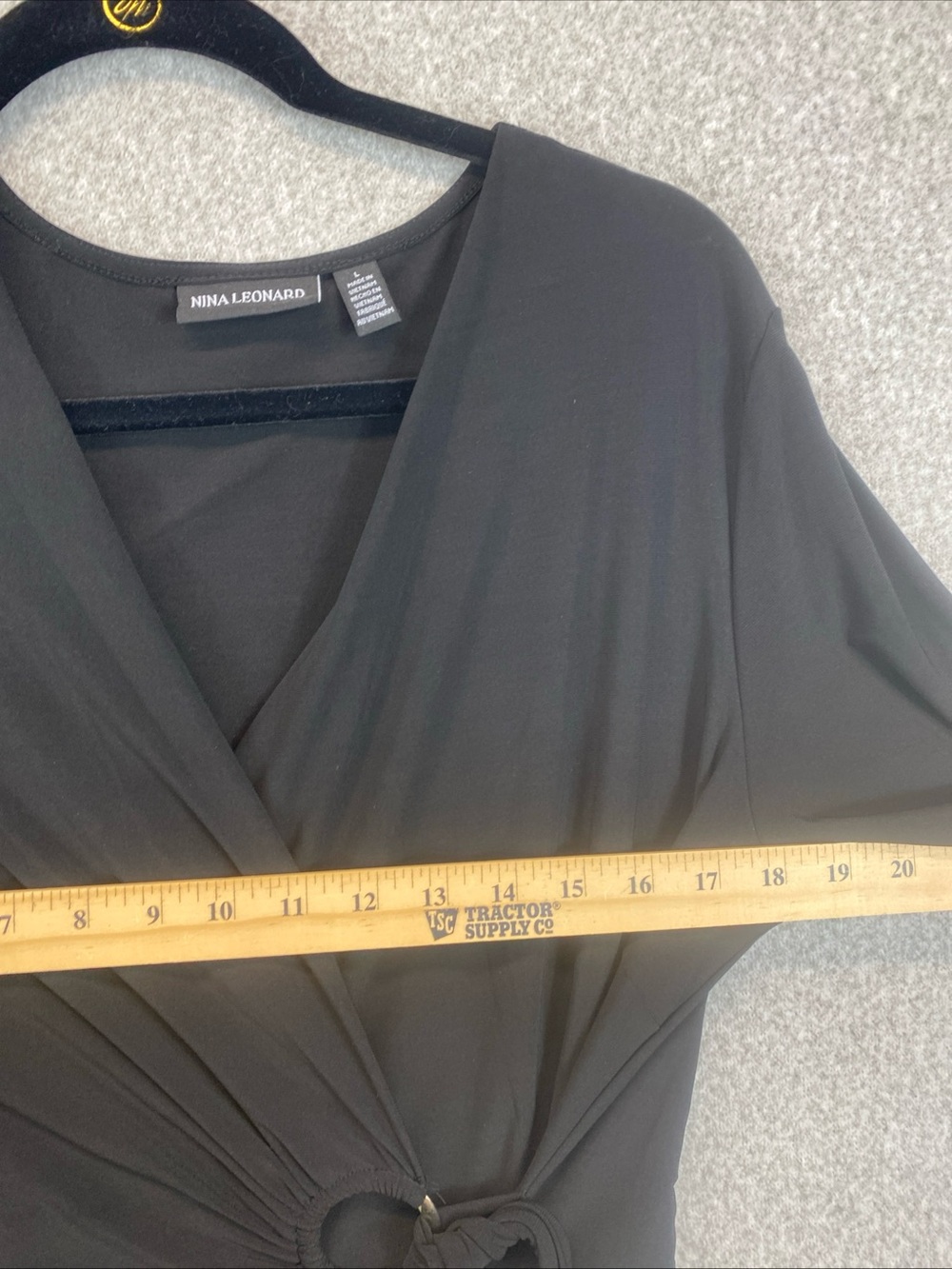 Nina Leonard Dress Womens Size L Wrap Front Grommet Tie Wrinkle Free Evening - Picture 4 of 12